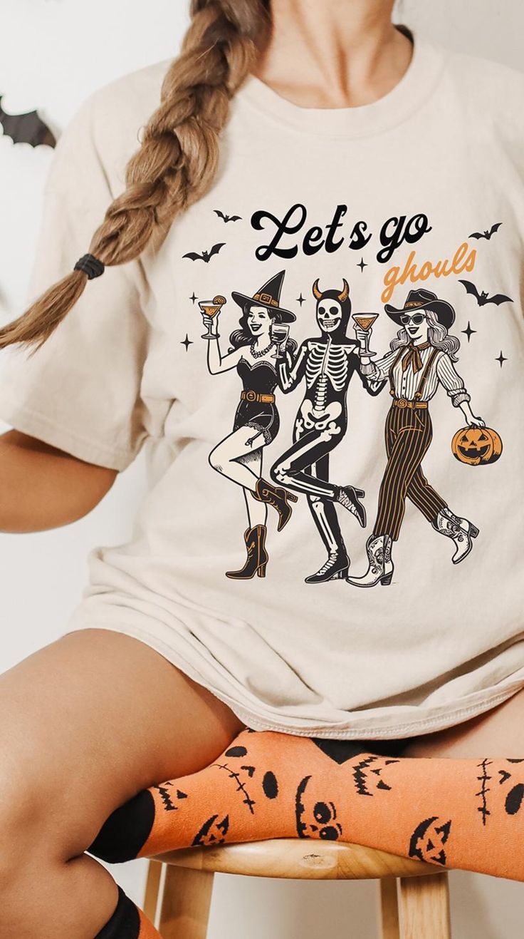 (Custom Design Preorder MOQ 5)  Let's Go Print Adult Hoween Tee Shirts Top