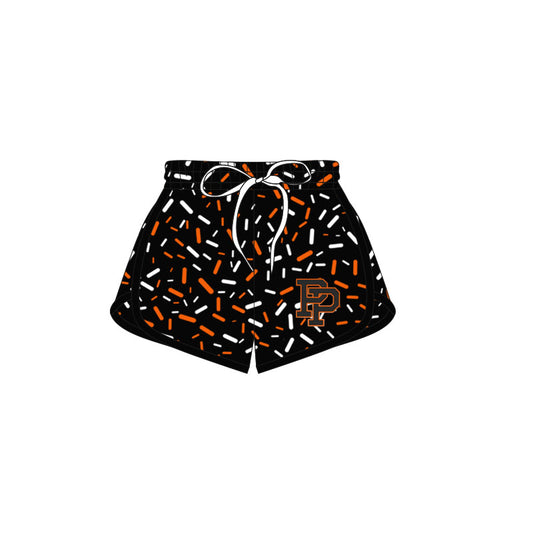 (Custom Design Preorder MOQ 5 Each Item) Team's Pilot Point Black Sprinkles Print Summer Bottom Skirts Shorts Mom and Me Matching Clothes