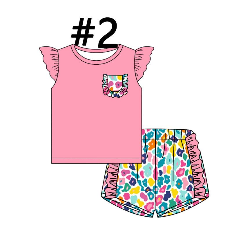 12.14(Custom Design Preorder MOQ 5 Each Design) 1-5 Colors Leopard Print Girls Summer Matching Clothes Sisters Wear