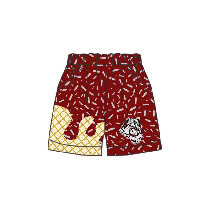(Custom Design Preorder MOQ 5 Each Item) Team's Dog Wine Sprinkles Print Summer Bottom Shorts Mom and Me Matching Clothes