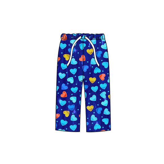 (Custom Design Preorder MOQ 5) Blue Blue Heart Print Adult Pajamas Pants