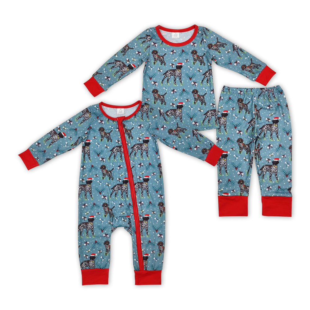 Dog Holly Print Brothers Christmas Bamboo Matching Pajamas Clothes