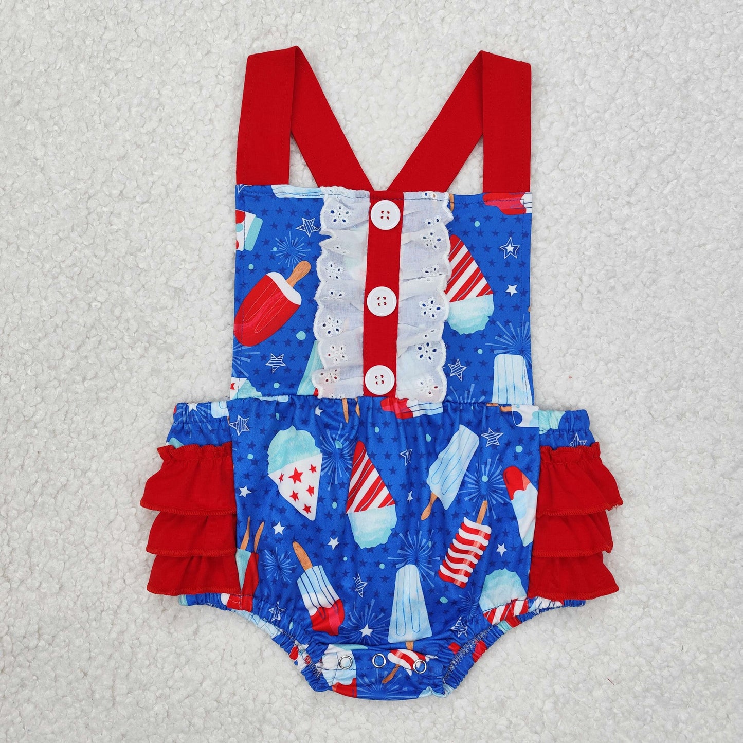 Baby girls popsicle july 4th bubble romper   SR0015