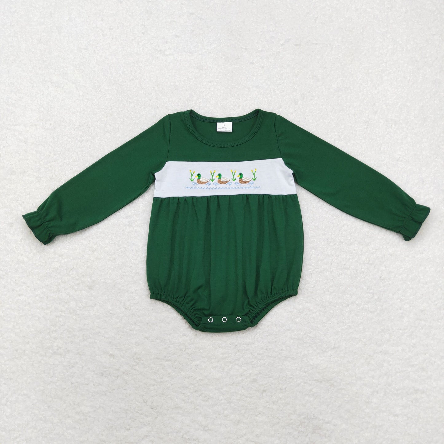 Duck Embroidery Green Sibling Matching Clothes