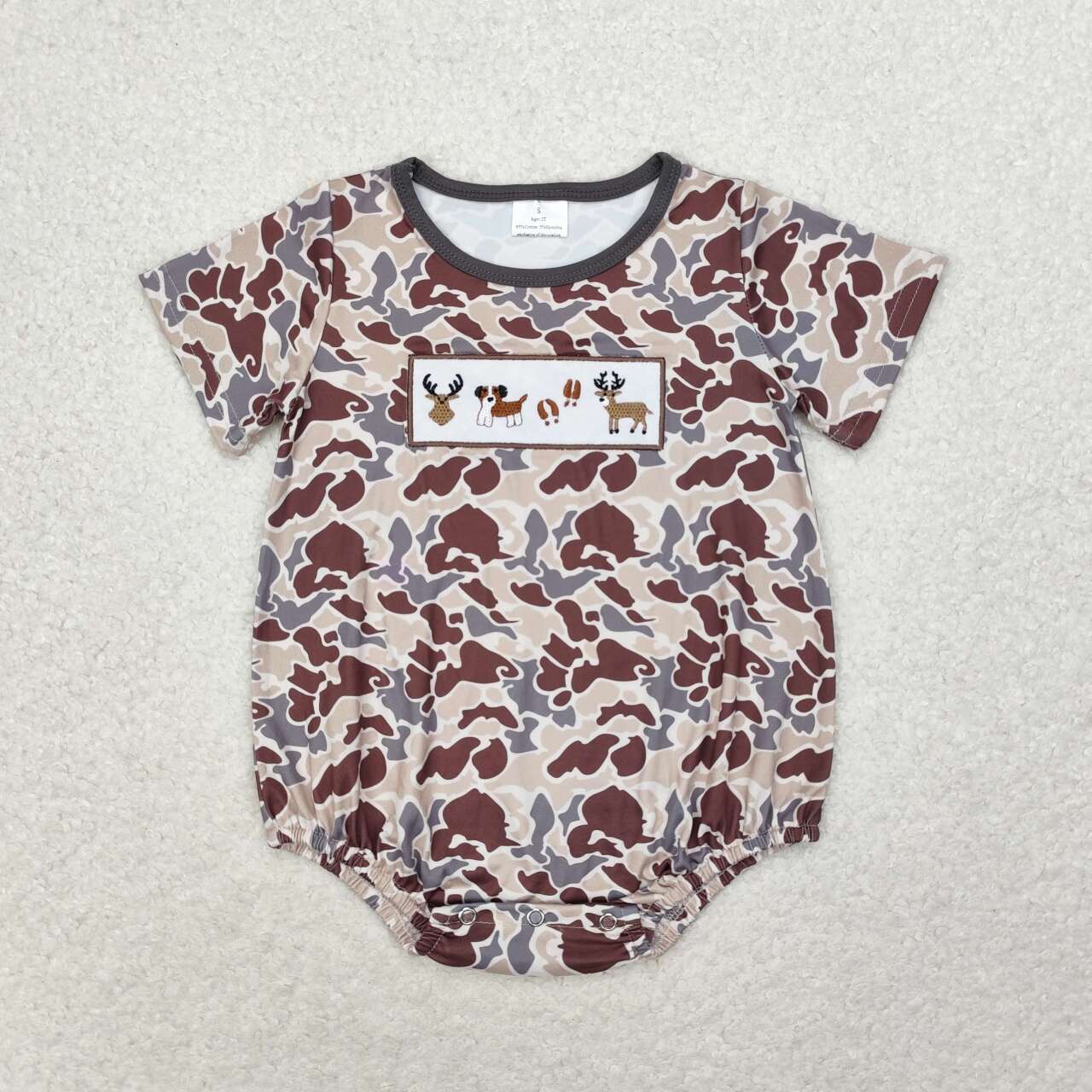 Deer Dog Embroidery Camo Print Sibling Summer Matching Clothes