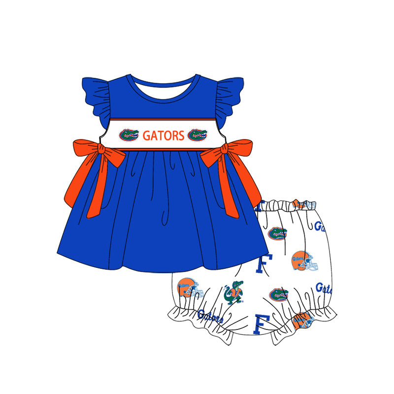 1.7(Custom Design Preorder MOQ 5 Each Design) Team's GATORS Print Kids Summer Matching Clothes Sibling Wear