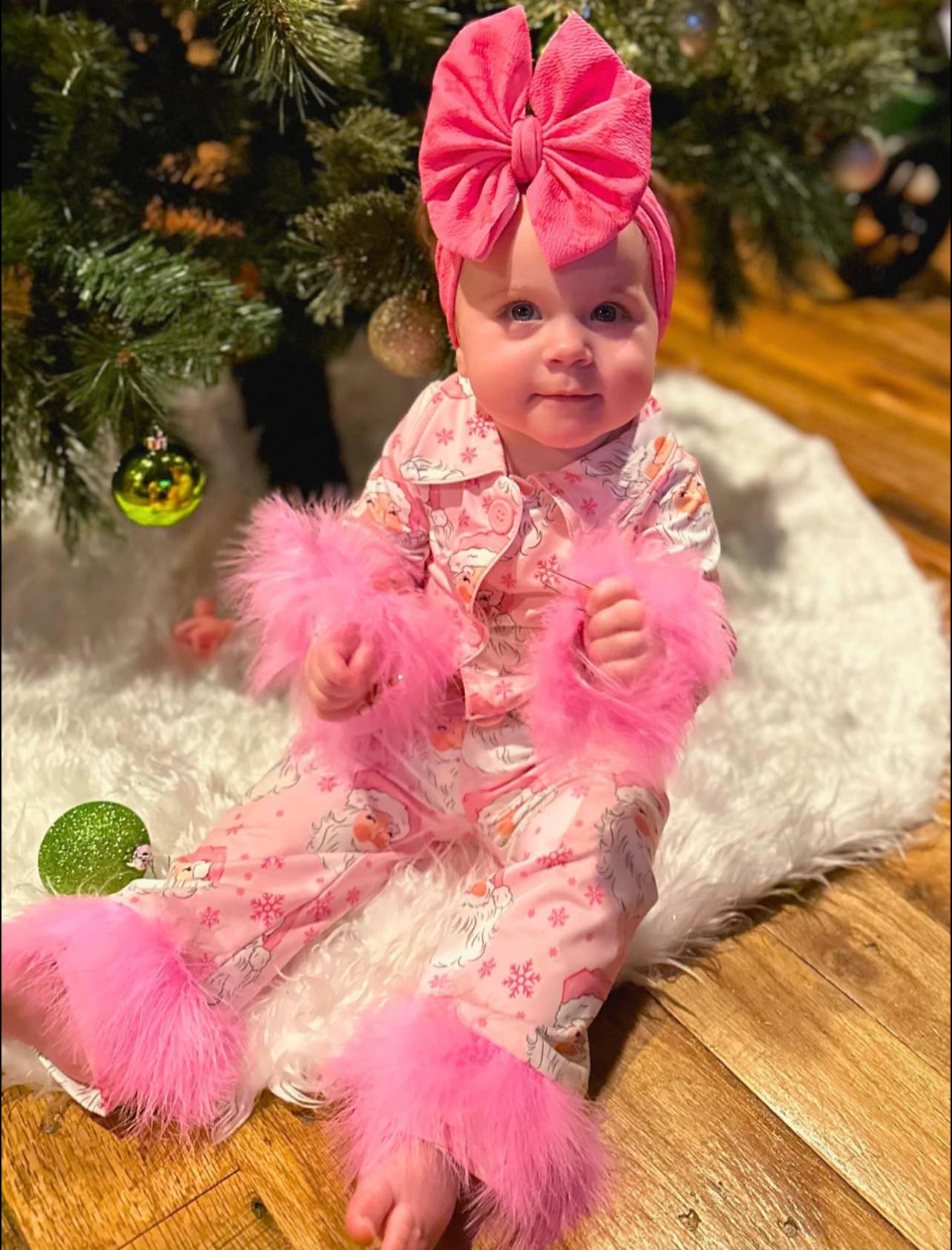 13 Colors (#1-#7) Print Girls Christmas Buttons Fur Pajamas Clothes Set Sisters Wear