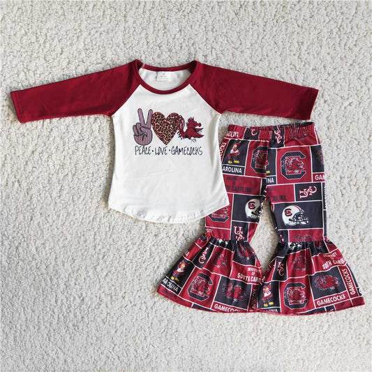 6 A12-16 GAMECOCKS Long sleeve bell bottom pants girls outfits