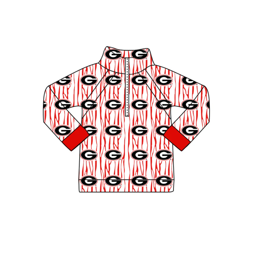 (Custom Design Preorder MOQ 5 Each Design) Team's Georgia Print Pullover Zipper Top Mom and Me Matching Clothes