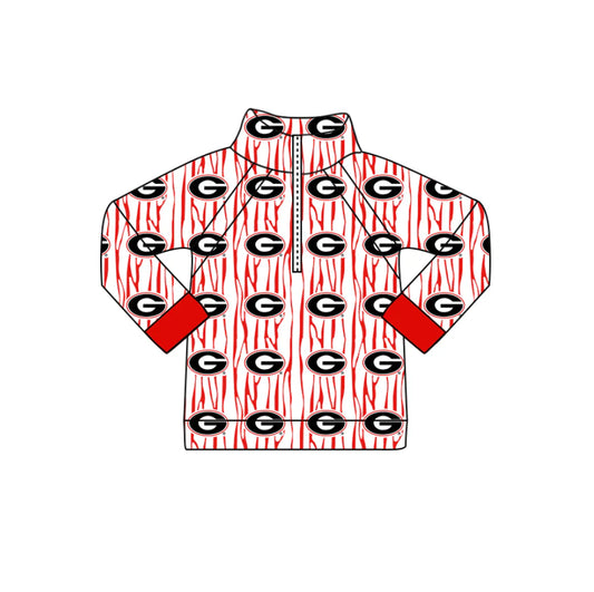 (Custom Design Preorder MOQ 5 Each Design) Team's Georgia Print Pullover Zipper Top Mom and Me Matching Clothes