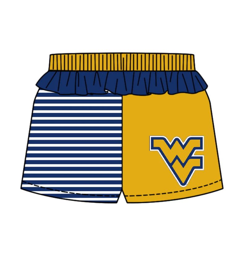(Custom Design Preorder MOQ 5) Team's West Virginia Stripes Print Girls Summer Bottom Shorts