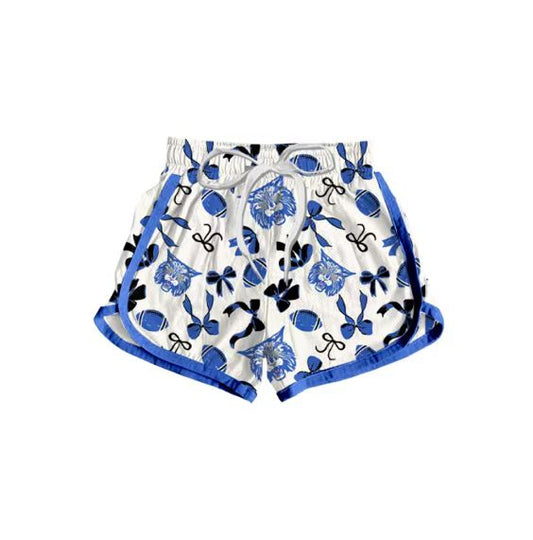 (Custom Design Preorder MOQ 5 Each Item) Team's Wild Cat Blue Bows Print Summer Bottom Sports Shorts Mom and Me Matching Clothes