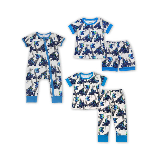 Monster Truck Print Brother's Summer Matching Pajamas Clothes