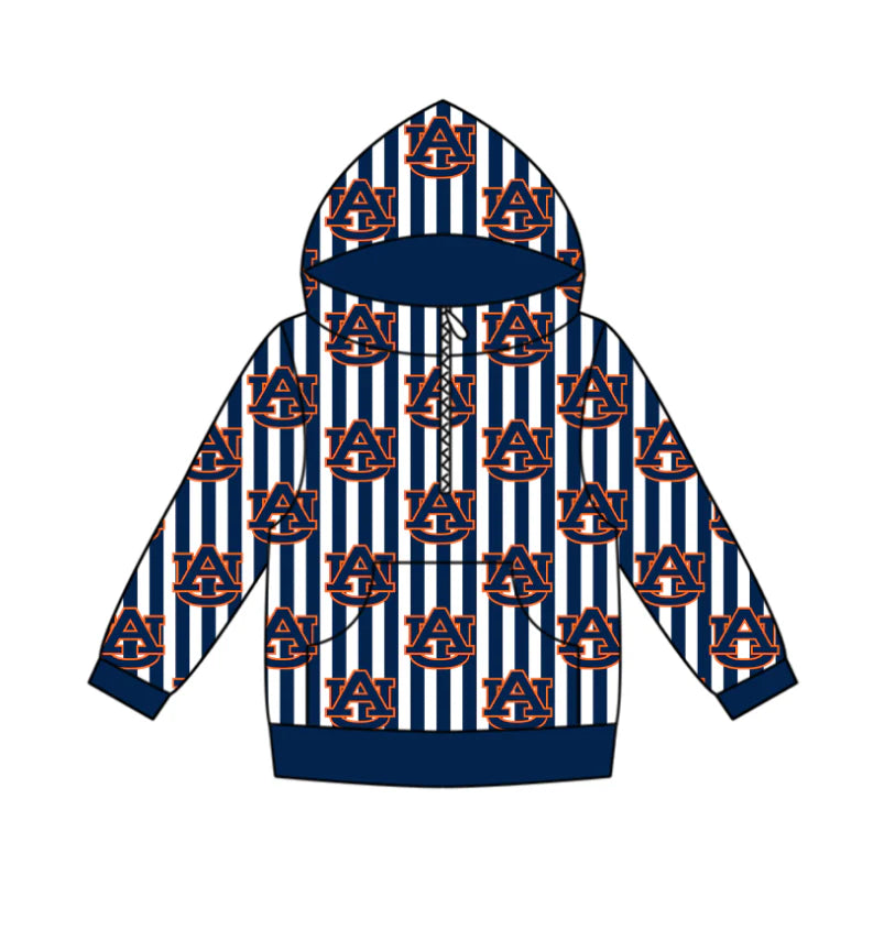 (Custom Design Preorder MOQ 5 Each Design) Team's Auburn Print Hoodie Zipper Top Mom and Me Matching Clothes