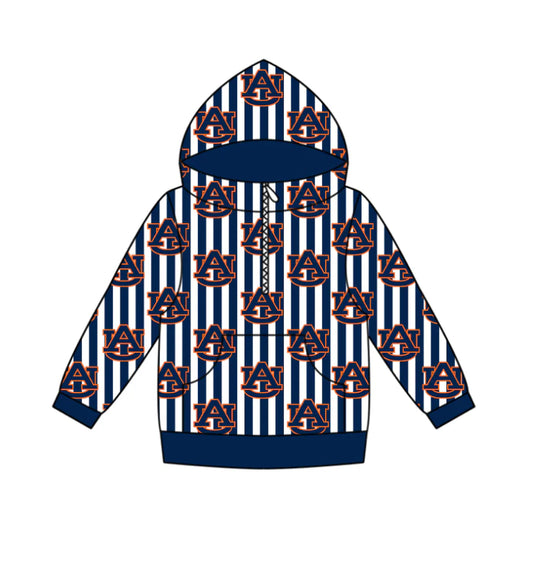 (Custom Design Preorder MOQ 5 Each Design) Team's Auburn Print Hoodie Zipper Top Mom and Me Matching Clothes