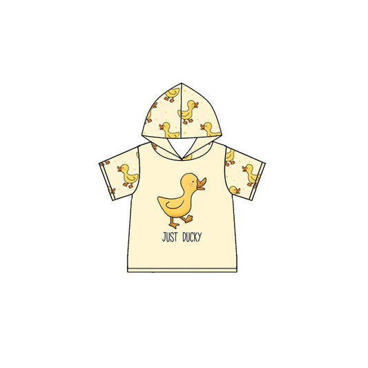 (Custom Design Preorder MOQ 5) Cute Yellow Duck Print Boys Summer Hoodie Tee Shirts Top
