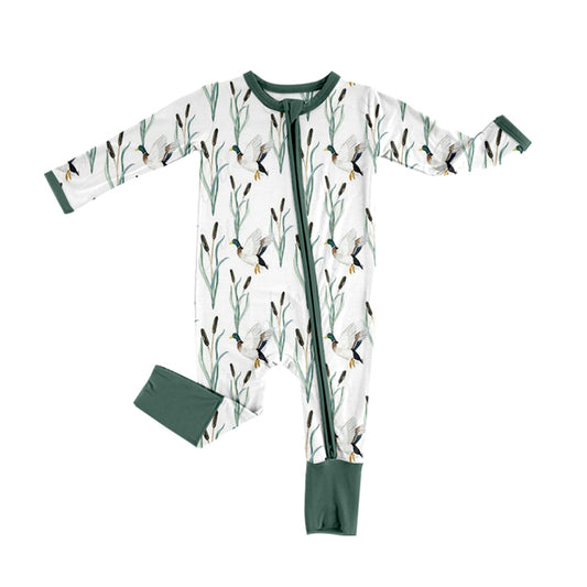 (Custom Design Preorder MOQ 5) Duck Print Baby Boys Sleeper Zipper Romper