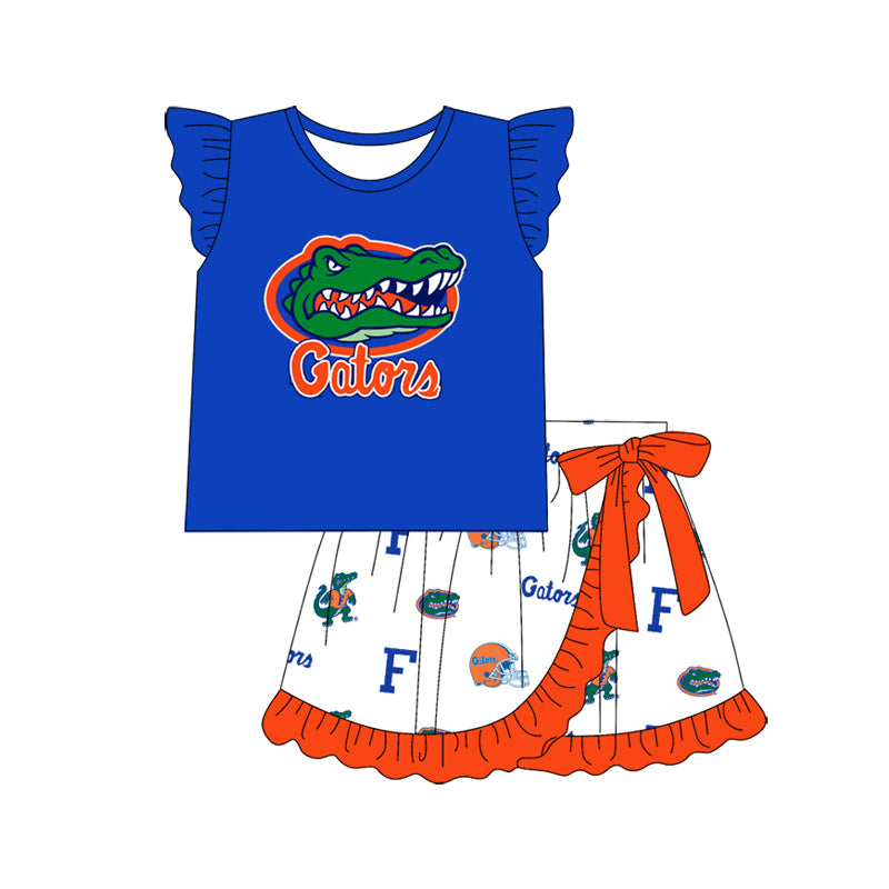 1.7(Custom Design Preorder MOQ 5 Each Design) Team's GATORS Print Kids Summer Matching Clothes Sibling Wear