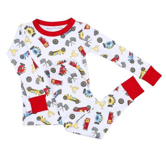 (Custom Design Preorder MOQ 5) Automobile Race Print Boys Pajamas Clothes Set