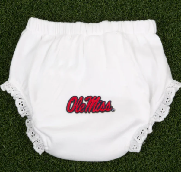 (Split Order Preorder) Deadline May 13 Team's OLE MISS Print Baby Girls Summer Bummie Shorts