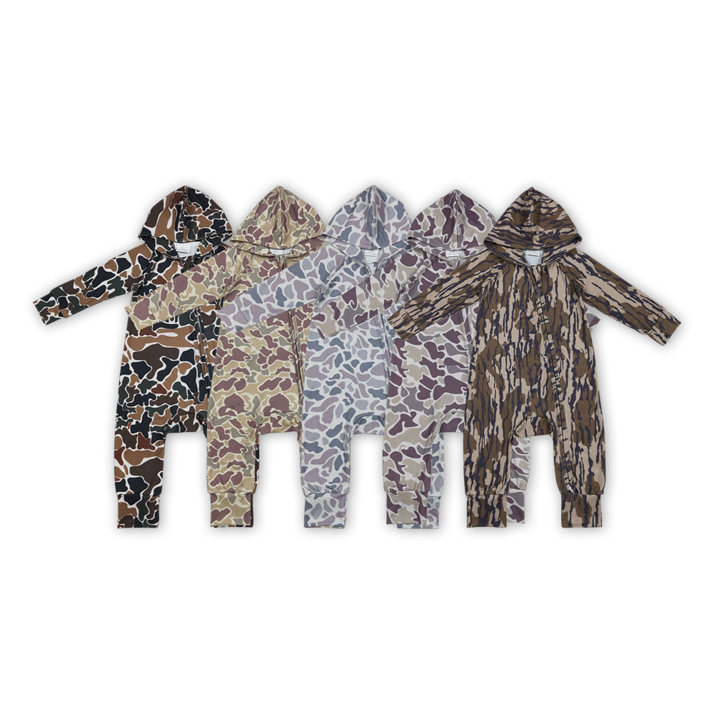 5 Colors Camo Print Baby Boys Hoodie Zipper Romper Brothers Wear