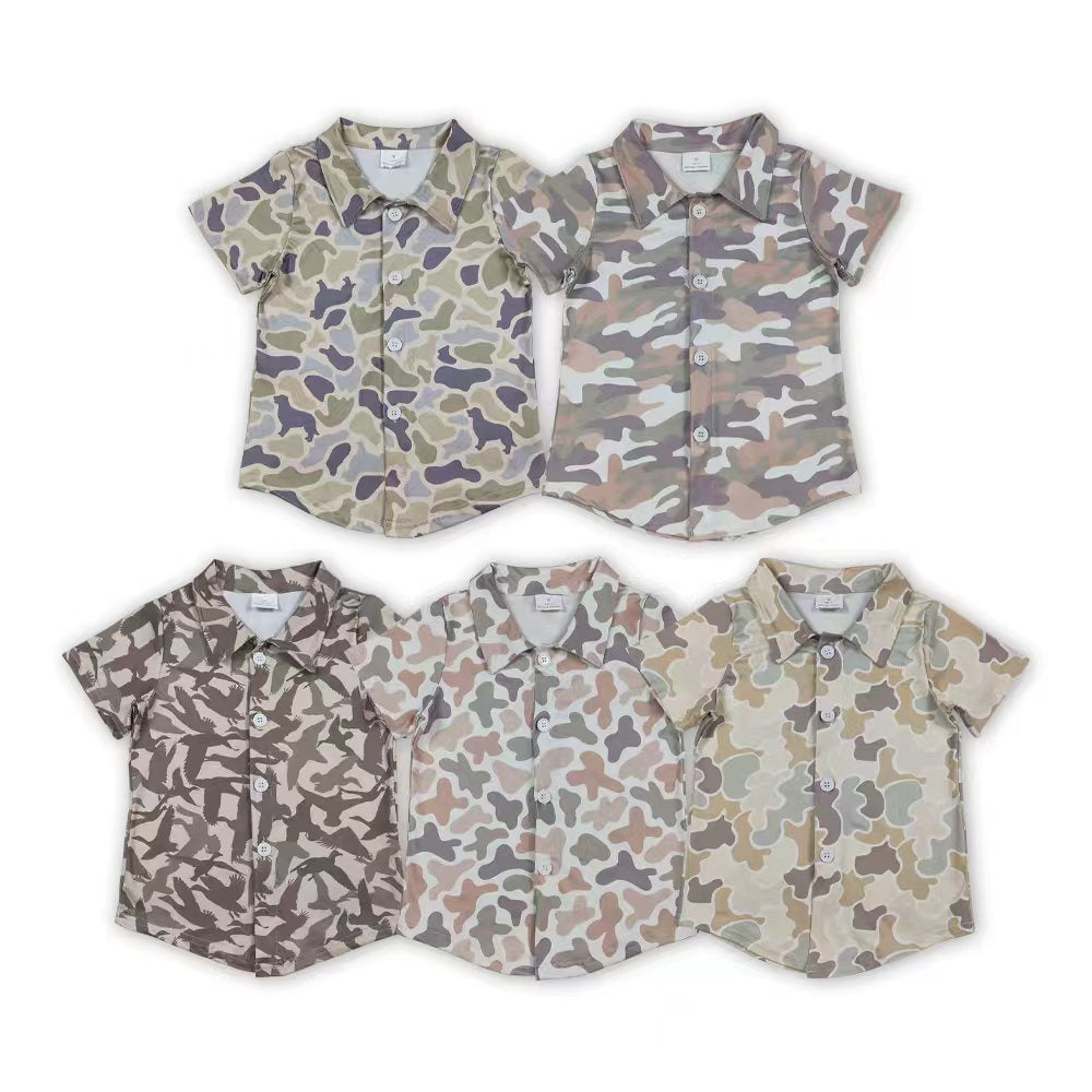 5 Colors Camo Print Boys Summer Tee Shirts Top Brothers Wear
