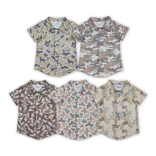 5 Colors Camo Print Boys Summer Tee Shirts Top Brothers Wear