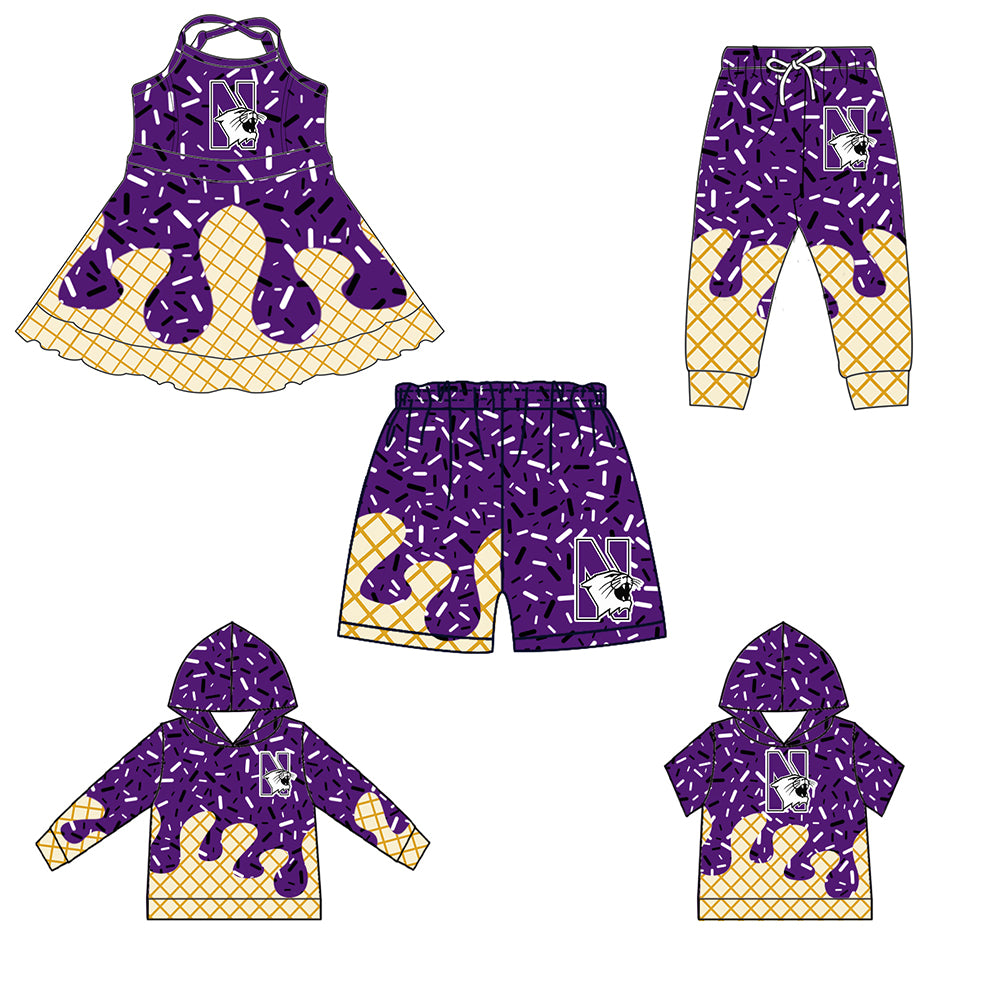 (Custom Design Preorder MOQ 5 Each Item)Team's Northwestern Wildcats Print Sibling Matching ClothesNorthwestern Wildcats