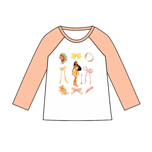 (Custom Design Preorder MOQ 5) Cartoon Princess Print Girls Tee Shirts Top