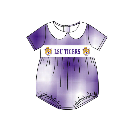 (Custom Design Preorder MOQ 5) Team's LSU TIGERS Print Baby Boys Summer Romper