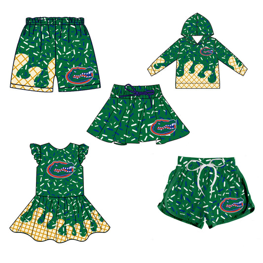 (Custom Design Preorder MOQ 5 Each Item)Team's Florida Green Sprinkles Print Family Matching Clothes