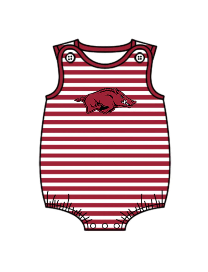 (Custom Design Preorder MOQ 5 Each Design) Team's Arkansas Stripes Print Boys Summer Matching Clothes Brothers Wear