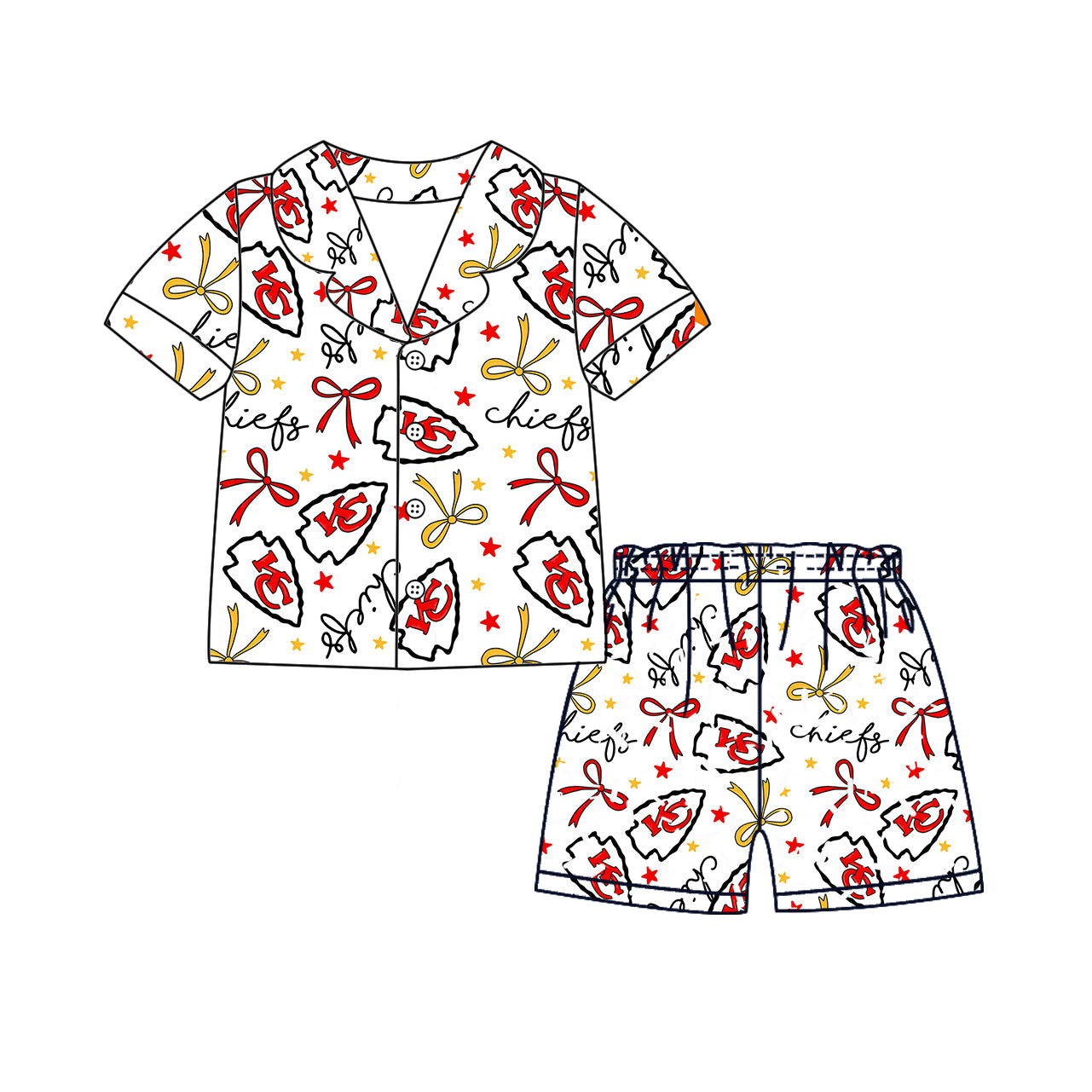 (Custom Design Preorder MOQ 5 Each Item)Team's KC Chiefs Print Family Matching Clothes