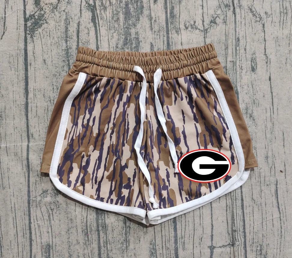 (Custom Design Preorder MOQ 5 Each Item) Team's Georgia Camo Print Summer Bottom Shorts Mom and Me Matching Clothes