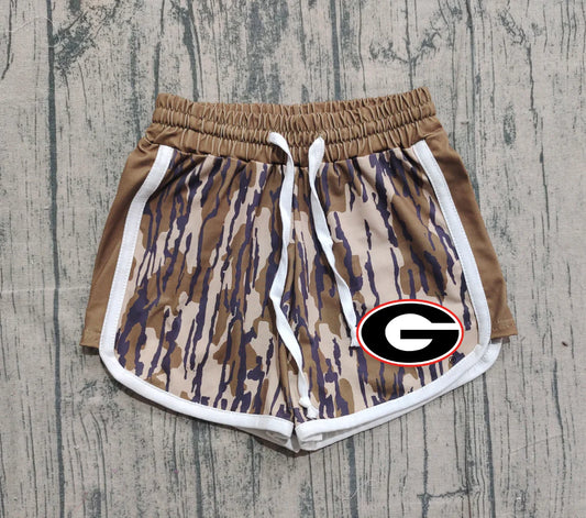 (Custom Design Preorder MOQ 5 Each Item) Team's Georgia Camo Print Summer Bottom Shorts Mom and Me Matching Clothes