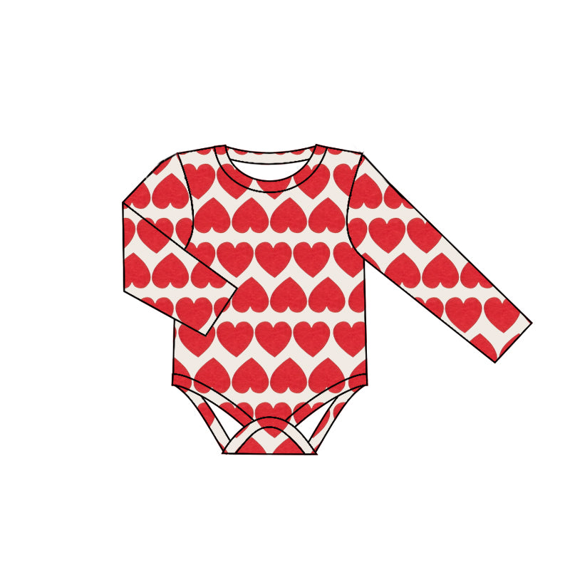 (Custom Design MOQ 5)Red Heart Baby Valentine's Romper