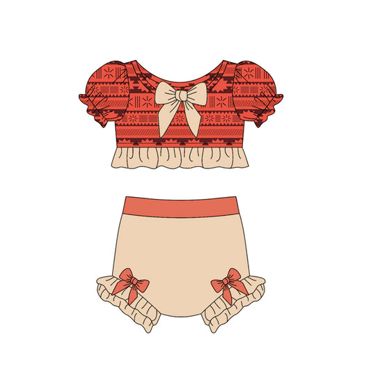 2.25(Custom Design Preorder MOQ 5)  Cartoon Princess Orange Pink Color Girls 2 Piece Swimsuits