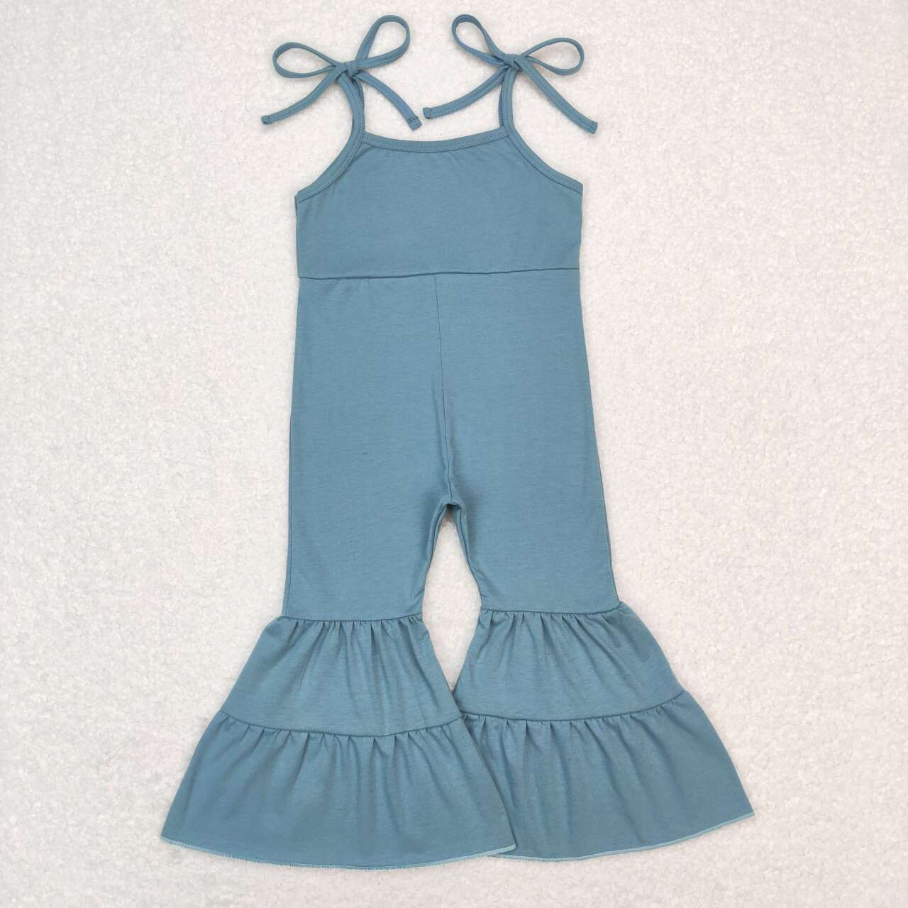 6 Solid Colors Summer Cotton Straps Girls Bell Bottom Jumpsuits