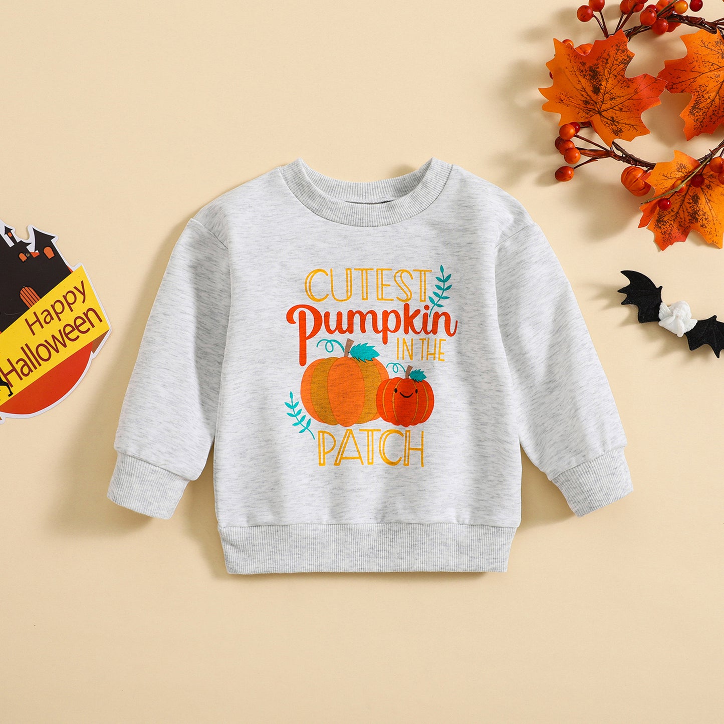 (Custom Design Preorder MOQ 5) Cutest Pumpkin In The Patch Print Kids Fall Tee Shirts Top