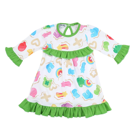 (Custom Design Preorder MOQ 5) Leaf Rainbow Print Girls St. Patrick's Day Knee Length Dress
