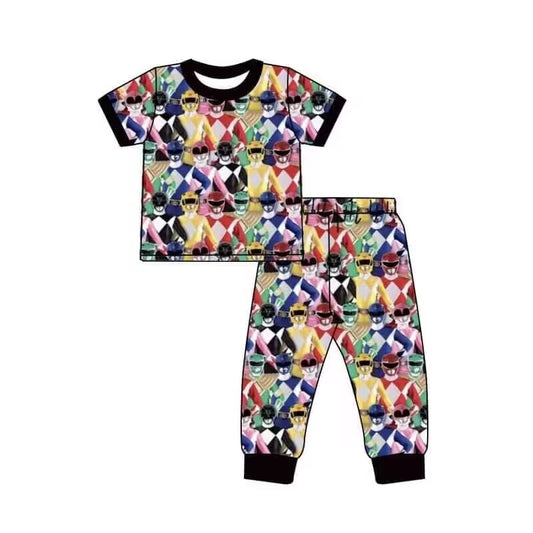 (Custom Design Preorder MOQ 5)  Cartoon Mask Print Boys Clothes Set