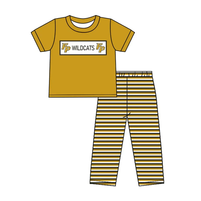 (Custom Design Preorder MOQ 5) Team's Wildcats Top Stripes Pants Boys Clothes Set