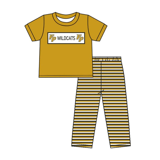 (Custom Design Preorder MOQ 5) Team's Wildcats Top Stripes Pants Boys Clothes Set