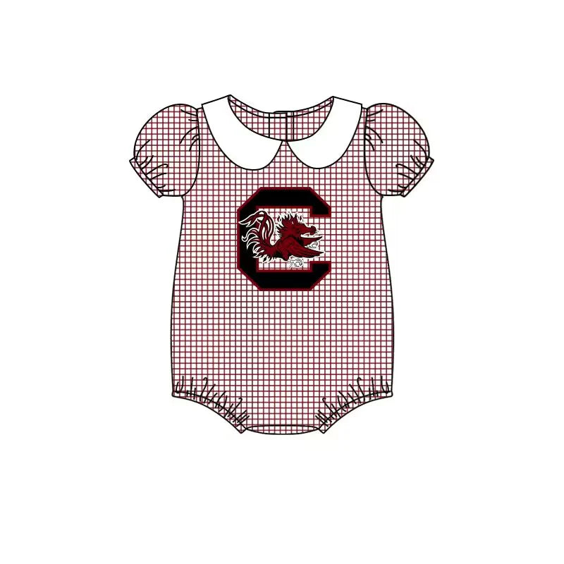 (Custom Design Preorder MOQ 5) Team's Southcarolina Print Baby Girls Summer Romper