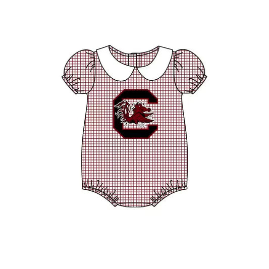 (Custom Design Preorder MOQ 5) Team's Southcarolina Print Baby Girls Summer Romper