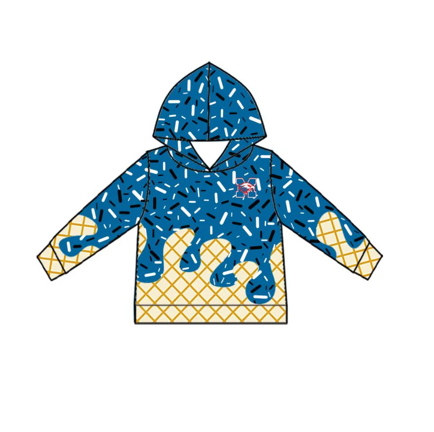 (Custom Design Preorder MOQ 5 Each Item) Team's Eagle M Sprinkles Print Hoodie Top Mom and Me Matching Clothes