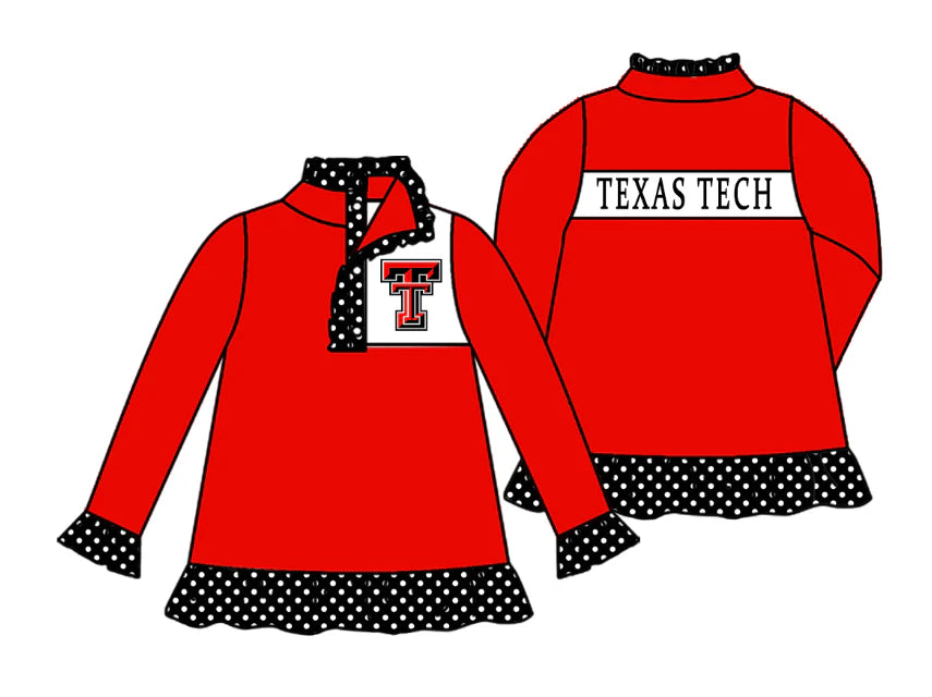 (Custom Design Preorder MOQ 5 Each Item)Team's Texas Tech Red Print Sibling Matching Clothes