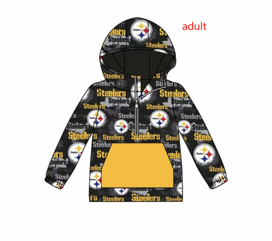 (Split Order Preorder) Deadline November 19  Adult Team's STEELERS Print Man Long Sleeve Zipper Hoodie Tee Shirts Top