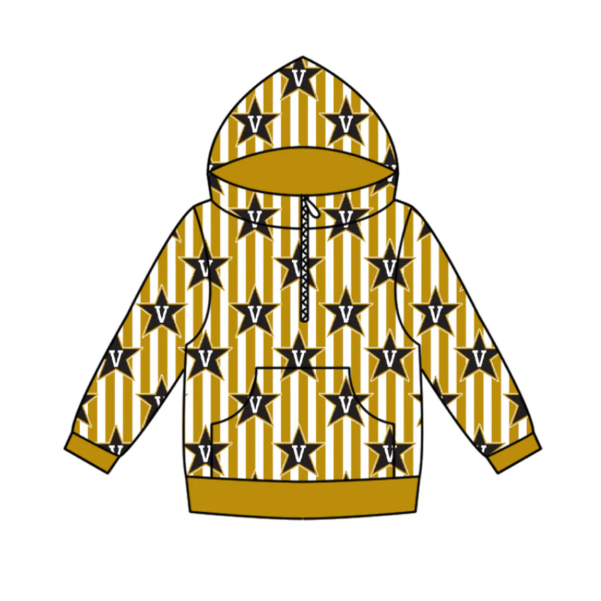 (Custom Design Preorder MOQ 5 Each Design) Team's Vanderbilt Print Hoodie Zipper Top Mom and Me Matching Clothes