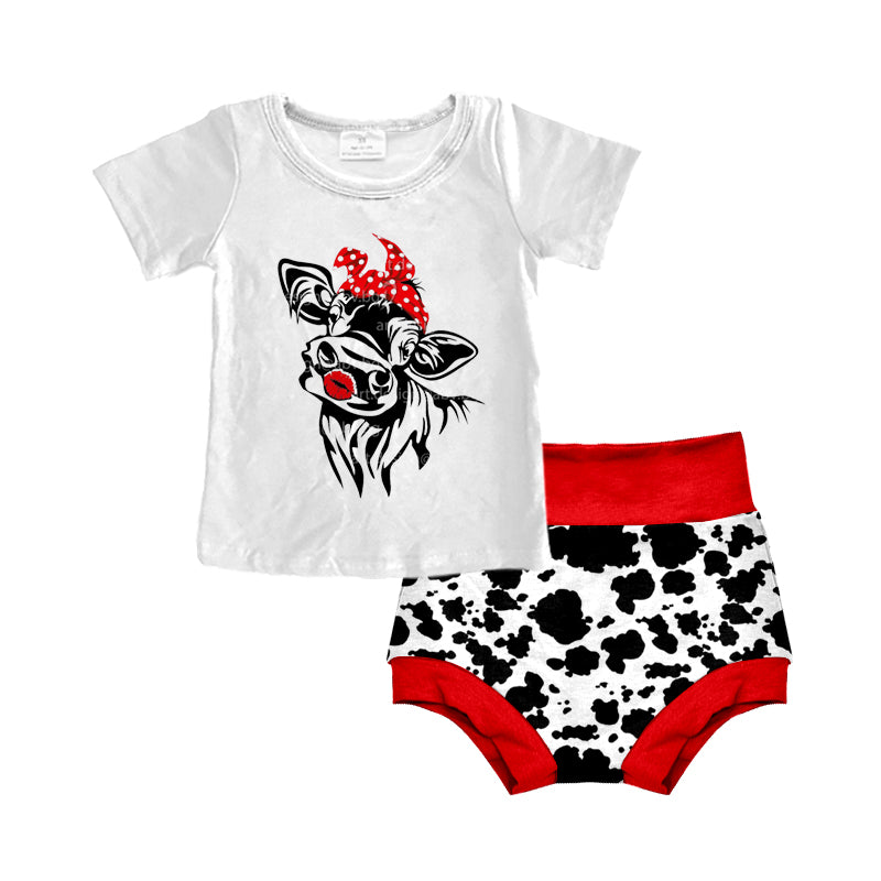 (Custom Design Preorder MOQ 5) Heifer Top Baby Girls Western Bummie Set